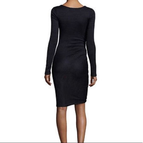 Rag & Bone Jeans Navy Twist Dress Long Sleeve Ruched Scoop Neck Bodycon Size XS - Picture 2 of 10